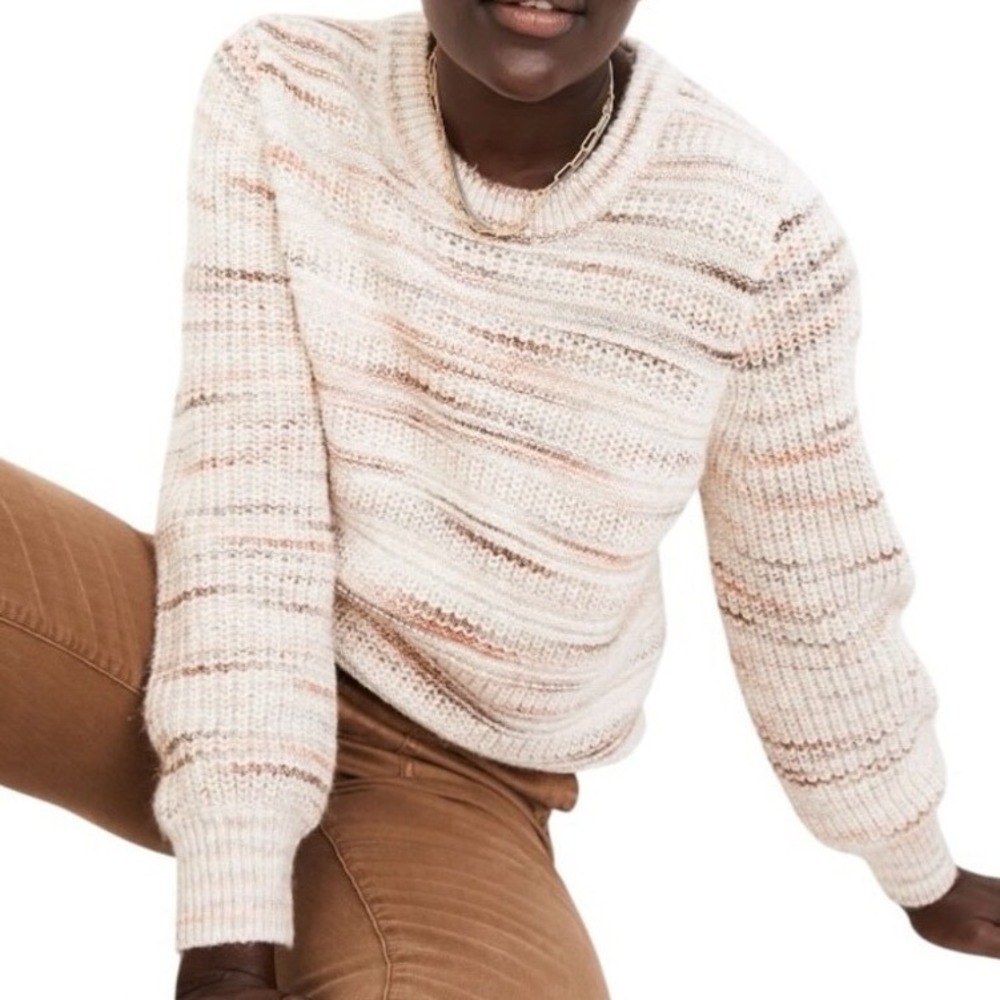 Madewell Womens Space-Dye Crewneck Sweater Multi-Color Chunky Knit Size Medium